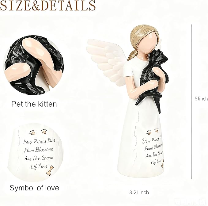 Dog Memorial Sympathy Gift for Loss of Pet, Comforting Bereavement Memorial for Grieving Dog Owners, Hand-Painted Figure，Resin Angel Statues，Garden or Home Memorial Display
