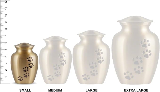 Ottillie Paws Legacy Series Pet Urn for Dogs and Cats, Handmade Aluminum Memorial Cremation Urn (Small - Pets up to 25 lbs, Slate, Vertical Pewter Paws)