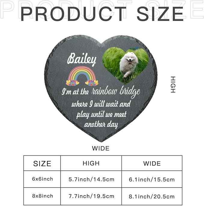 Pet Memorial Stone, Rainbow Bridge Garden Stone Dog Memorial, Heart Shaped Pet Grave Marker Headstone, Personalized Pet Memorial Gift, Loss of Dog Cat Sympathy Gift