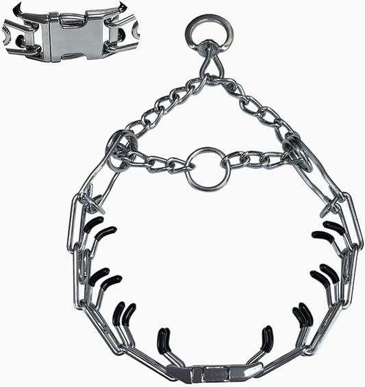 Prong Training Collar for Dogs, Adjustable Dog Pinch Collar with Quick Release Buckle, No Pull Collar for Small Medium Large Dogs, Extra Link and Caps