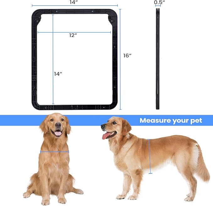 Large Dog Door for Screen Door, Lockable Doggy Door for Sliding Door, Automatic Closing Doggie Pet Screen Door, Build in Large Cat Screen Door