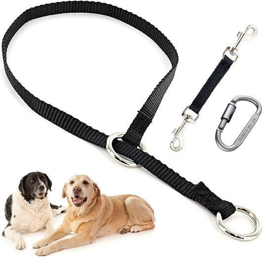 Mayerzon Backup Collar, Double Ended Clip and Carabiner for Prong Collar, Pinch Collar and Dog Harness, Safety Use for Walking and Training (S, Black)