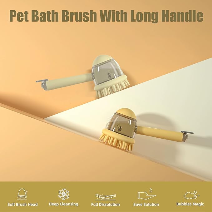 3 In One Pet Massaging Brush - Clean,Massage,Groom Comb - Silicone Comb Suppleness Brush ，Pet Friendly Wash Tools For Cats&Dogs (yellow)