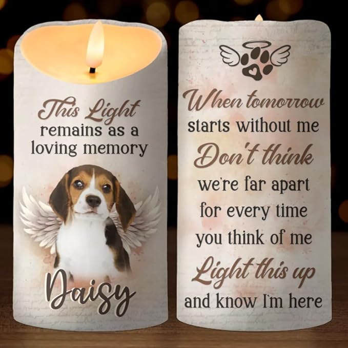 Custom This Light Remains As A Loving Memory Pet Memorial Led Candle Decor Gift For Dog Mom Dad Pet Owner Christmas Birthday Memorial Dog And Cat Sympathy Led Candle Gifts For Girlfriend Boyfriend