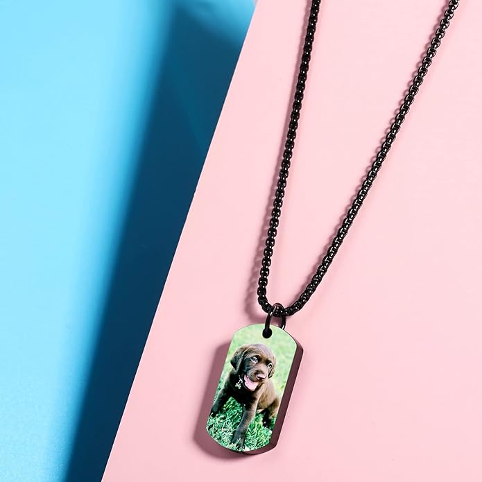 Personalized Urn Necklace for Pet Ashes Custom Photo/Name/Date Paw Print Pendant for Women Men Cremation Jewelry Memorial Keepsake for Dog/Cat/Pet Urn Necklace with Funnel Fill Kit