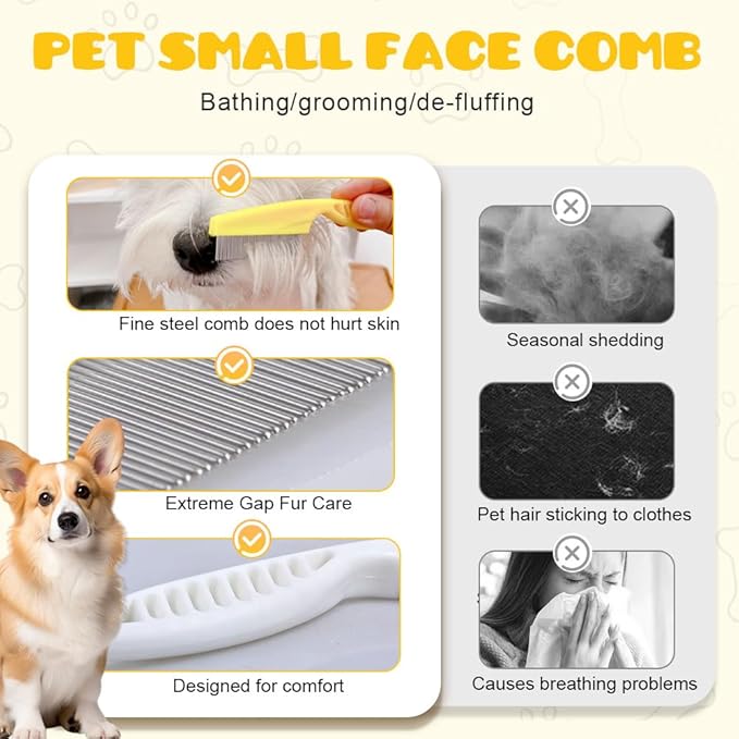 Multifunctional Pet Comb,2PCS New Pet Hair Removal Flea Comb for Dogs Cats,Grooming Brush Fine Magic Knot Remover,Fine-Tooth Stainless Cleaning Massage Brush for Puppies (Purple)