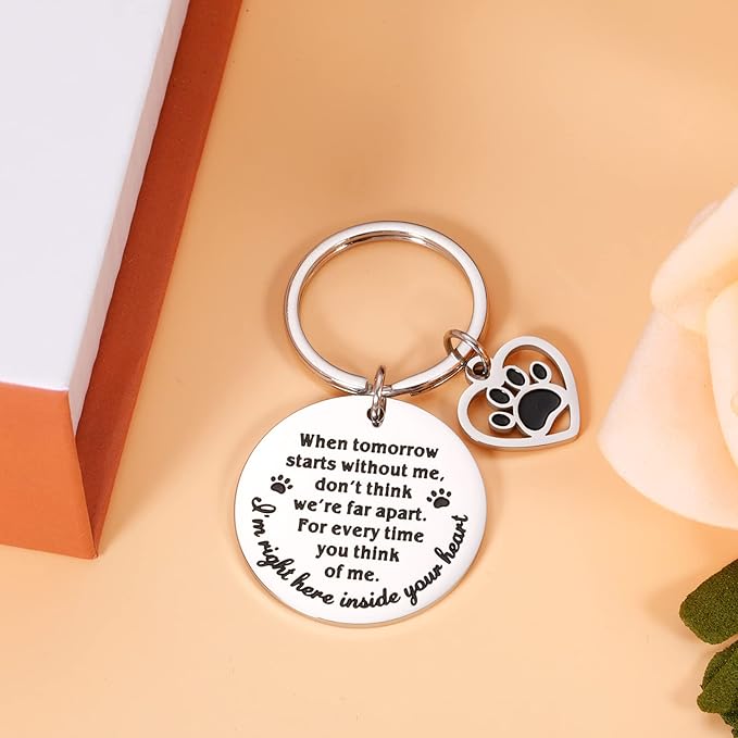 KINMES Pet Memorial Gifts When Tomorrow Starts Without Me Dog Cat Remembrance Keychain Loss of Dog Pup Puppy Sympathy Gifts for Men Women Pet Lover Owner Friends Rainbow Bridge Paw Print Presents