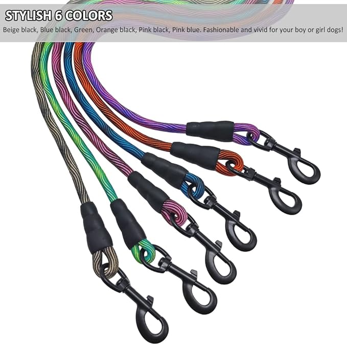 BTINESFUL 3FT Dog Tie Down, Nylon Rope Short Dog Tether Indoor Training Safety Vehicle Tether for Large Medium Strong Puppy Pink Blue
