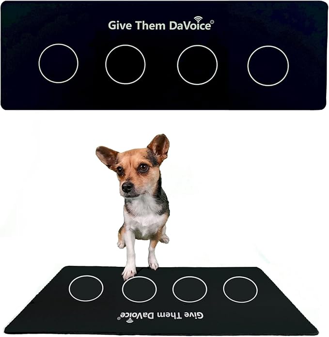DaVoice Dog Button Mat (4 Button Placements) for Dog Communication Buttons, Dog Buttons for Communication Board, Dog Speaking Word Training Talking Button Pad (Buttons and Attachments Not Included)