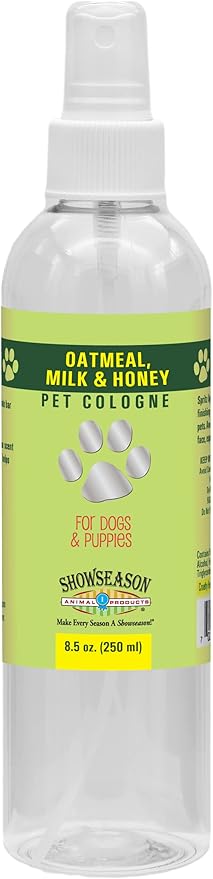Showseason Animal Products Oatmeal Milk and Honey Dog Cologne 8.5 oz. | Dog Perfume, Long-Lasting, Deodorizing Spray, Made In The USA