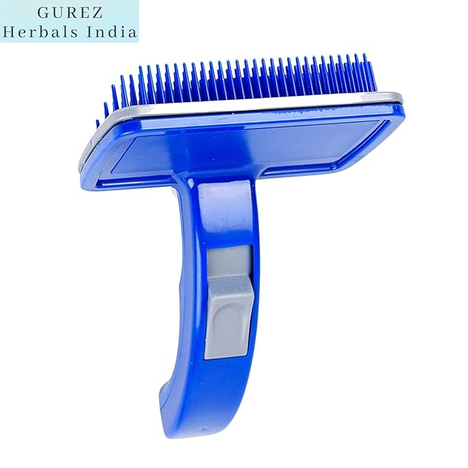 Pet Grooming Slicker Dogs, Cats, Rabbit & Goat, Long & Short Hair, Shedding Massage Brush for Pets, Rectangle Head & Curved Handle Pet Comb (Size: Large_Color Blue_Pack of 1)
