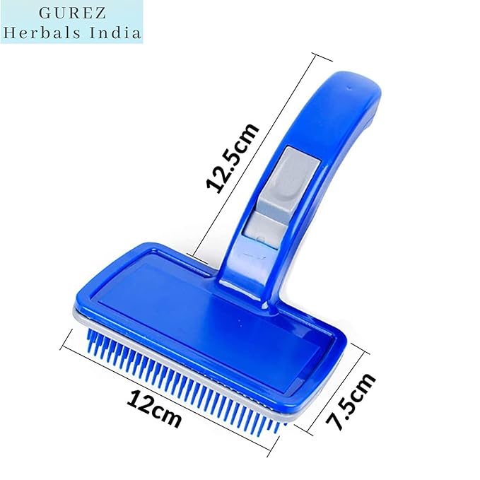 Pet Grooming Slicker Dogs, Cats, Rabbit & Goat, Long & Short Hair, Shedding Massage Brush for Pets, Rectangle Head & Curved Handle Pet Comb (Size: Large_Color Blue_Pack of 1)