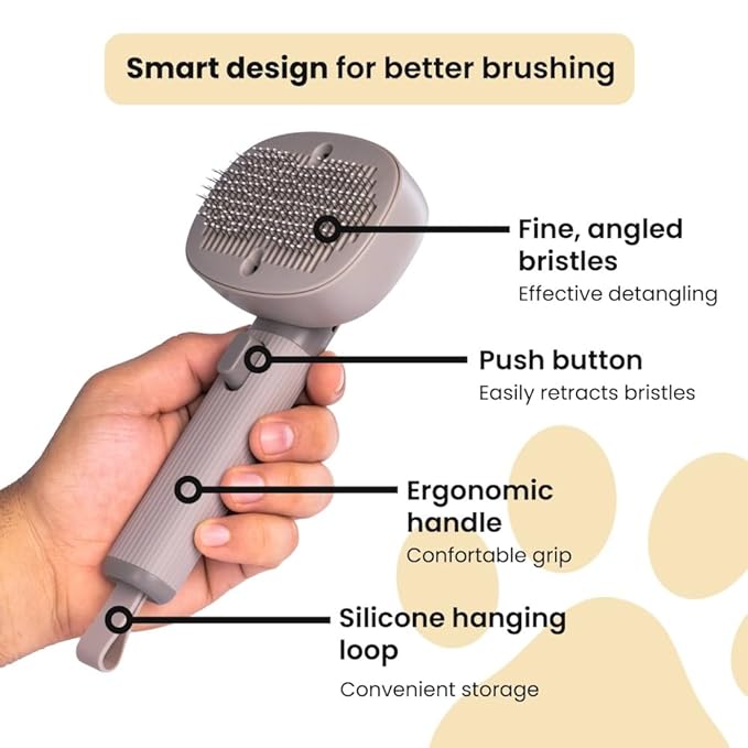 Bark&Bliss Pet Brush- Smart Design for grooming, detangling, massage, negative Ion Technology, vibration, self-cleaning for Pets, for Dogs & Cats.