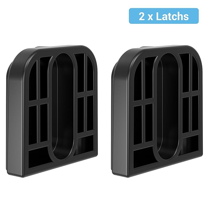 HAMOPY Auto-Lock Retractable Baby Gate Replacement Parts, Original Hardware Set (Including 2 x Latches + 2 x Brackets + 1 x Floor Hook + 1 Set of Screws) Only Fit 55“&71” Auto-Lock Baby Gate(Black)