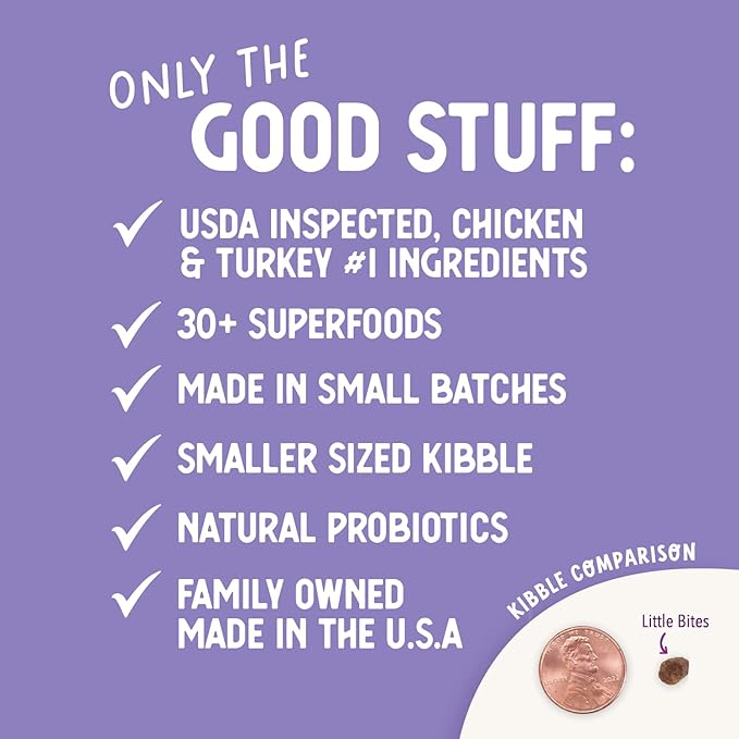 Health Extension Grain Free Chicken & Turkey Little Bites Small Kibble Formula with 30+ Superfoods and Probiotics for Teacups, Toys & Miniature Dogs (12 lb)
