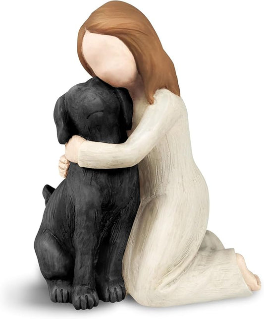 Black Dog Angel Figurines, Angel Dog Friendship Memorials for Pets Lovers