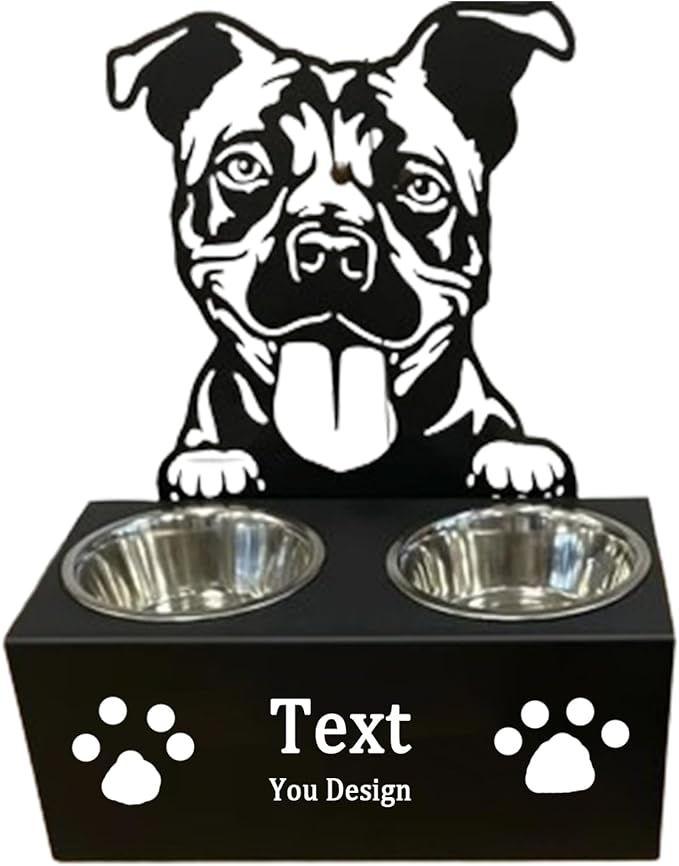 Personalized Dog Food Bowl Holder,Customized with Your Pet'S Name Pet Feeding Supplies Bowl Stainless Steel Dog Food and Water Dishes Gift for Pet Lovers (Pitbull)