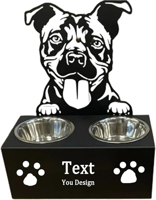 Personalized Dog Food Bowl Holder,Customized with Your Pet'S Name Pet Feeding Supplies Bowl Stainless Steel Dog Food and Water Dishes Gift for Pet Lovers (Pitbull)