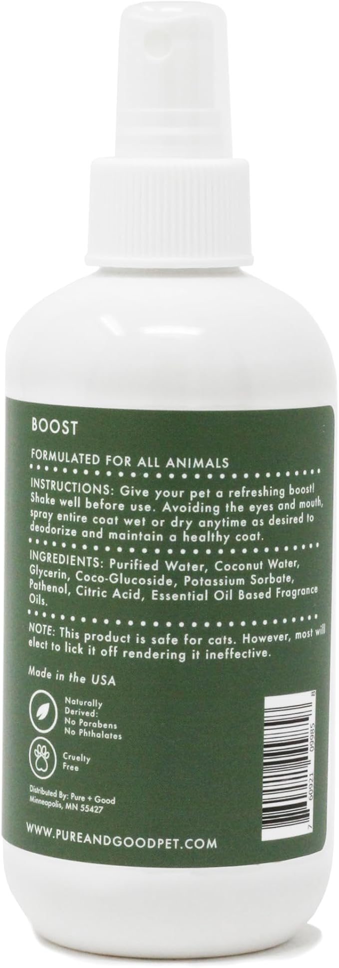 Refreshing Boost 8 oz - Nourishes Skin and Smoothes Coat, Deodorizing, Conditioning - Plant Based Fragrance Oils (Cedarwood + Sage)