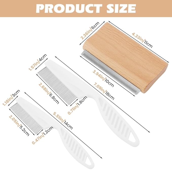 3pcs/pack Dog Brush for Shedding, Cat Brushes/Dog Brush Pet Hair Removal Tool with 2 Dematting Combs for Dogs, Cats, Horses, Painlessly Remove Grooming Supplies for Short & Long Hair, Fur & Dirt