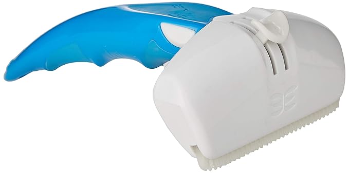 Eazee by Foolee Dog DeShedding Brush | Patented Dog Brush with NO Sharp Blades | Compatible with All Hair and Fur Types (Large, Blue)