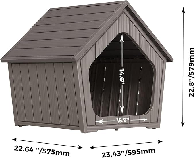 DRATO Dog House Indoor Outdoor Durable Resin Material Houses for Dogs Outside Weatherproof Cozy Small Dog Houses Pet Shelter for Patio, Porch, Living Room