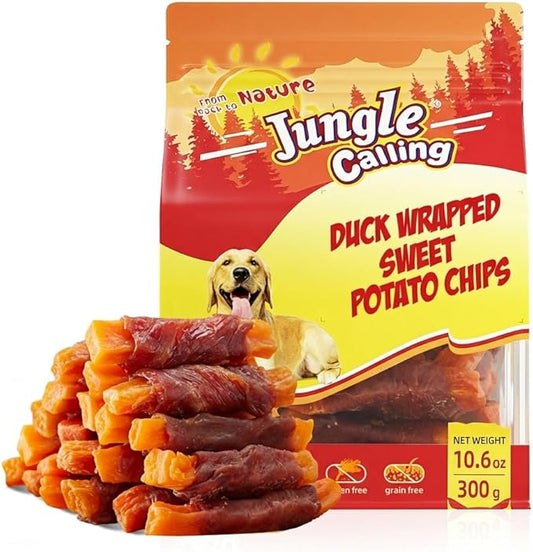 Jungle Calling Sweet Potato & Duck Dog Treats, Vegetarian, Nutritious and Delicious Snacks for Your Furry Friend, 10.6 oz