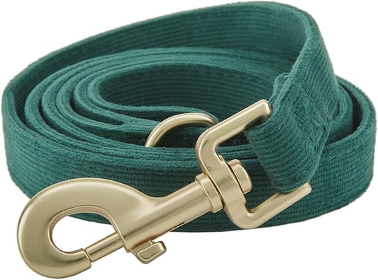 Soft Cotton Dog Leash, 5 Ft Heavy Duty Corduroy Dog Leashes with Gold Metal Hook for Small Medium Large Dogs,Small,Dark Green