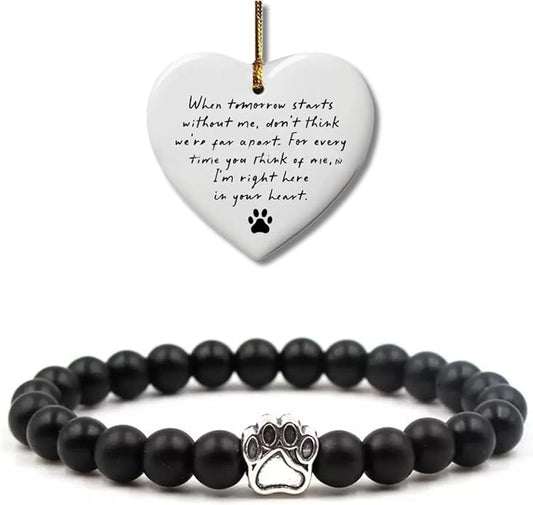 LINGYUAN Pet Memorial Gifts for Dogs Cats, Pet Memorial Bracelet, Remembrance Pet Loss Sympathy Gift for Cat Dog Lovers, Bereavement Gifts for Loss of Pet