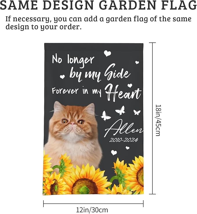 Cowcute Personalized Pet Memorial Stones for Cat Dog, Loss of Dog Sympathy Gifts for Dog Mom, Customized Bereavement Grave Marker with Photo Name Dates, No Loger by My Side Garden Stone