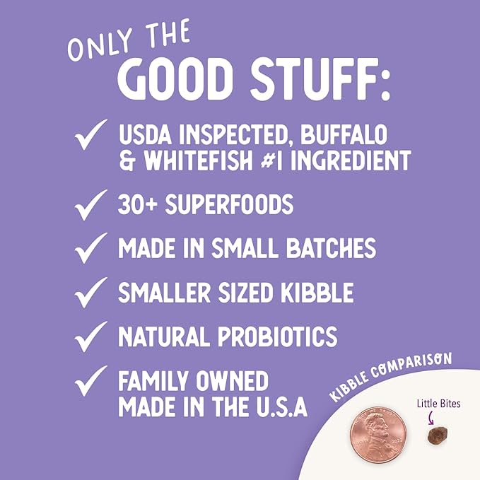 Health Extension Grain Free Buffalo & Whitefish Little Bites Small Kibble Formula with 30+ Superfoods and Probiotics for Teacups, Toys & Miniature Dogs (3.5 lb)