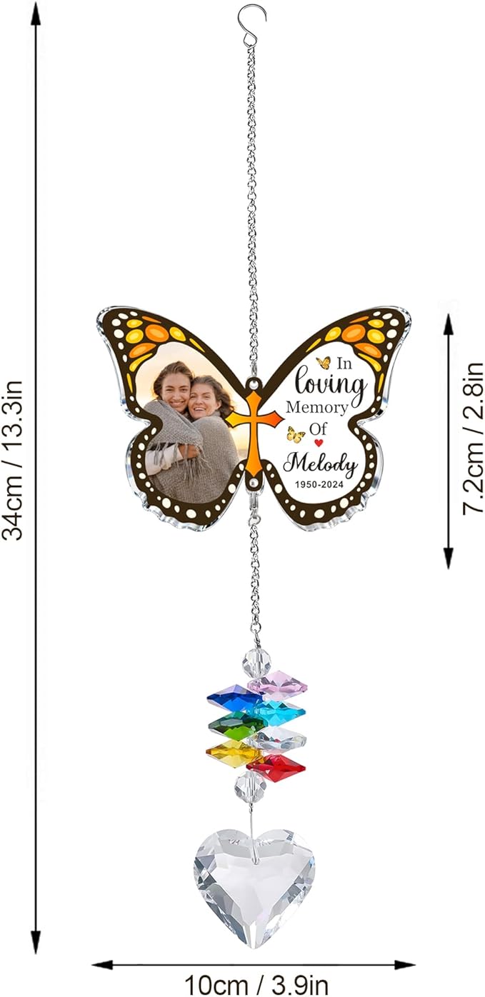 EDSG Personalized Dog Memorial Gifts for Loss of Dog - Pet Sympathy Gifts with Photo, Custom Pet Bereavement Gift, Rainbow Bridge Memorial Suncatcher for Cat (Design 2)
