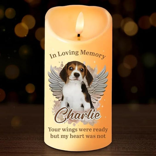 Personalized in Loving Memory Pet Photo Memorial Led Candle Gift for Loss of Dog Cat Decor Memorial Pet Sympathy Gift for Dog Mom Dad cat Owners Birthday Christmas Gifts Dogs in Heaven Idea