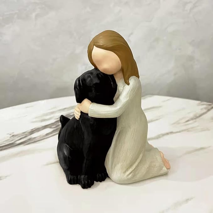 Generic Dog Lovers Figurines - Decorative Angel Dog Figurine | Sculpture for Pet Memorial, Dog Memorial, Dog Memorial for Dog Lovers for Shelf, Bedroom, Den, Dormitory, Tabletop, Apartment, Black