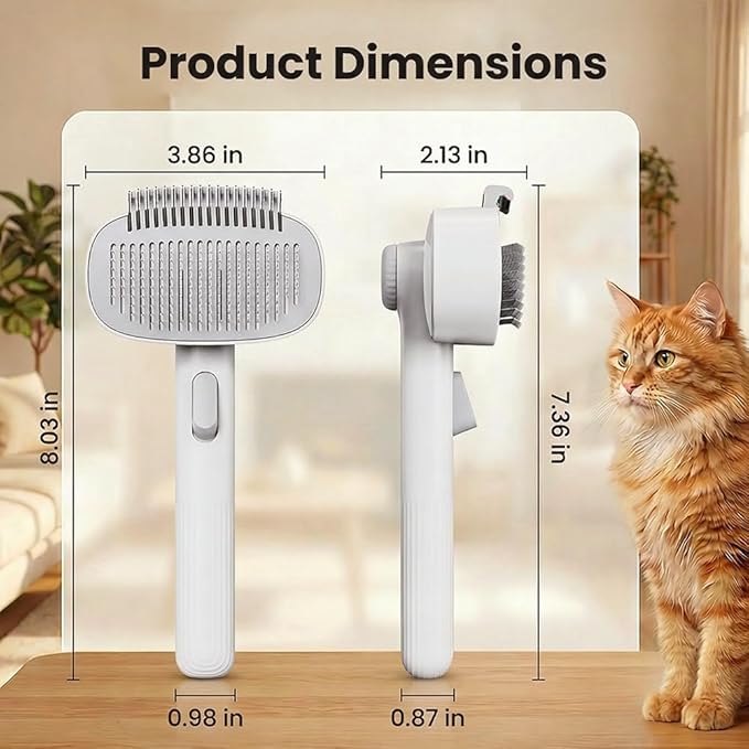 2026 New Pet Grooming Combo with Release Button, 2-in-1 Pet Self Detangling Grooming Comb with Adjustable Stainless Steel Metal Teeth, Easy to Remove Loose Undercoat Matted Fur & Tangles (2pcs)