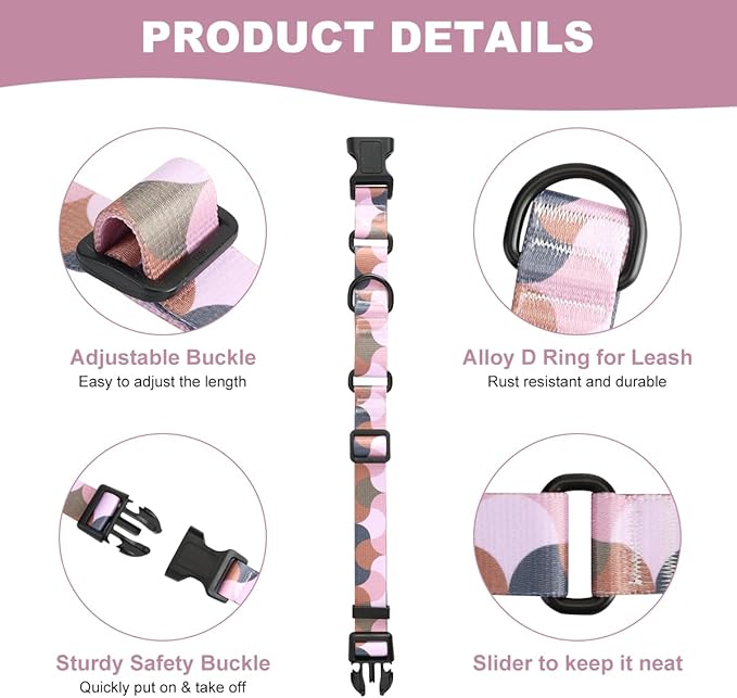 Martingale Dog Collars,Adjustable Soft Nylon Quick Release Buckle,No Pull Training Collar for Large Medium Small Dogs