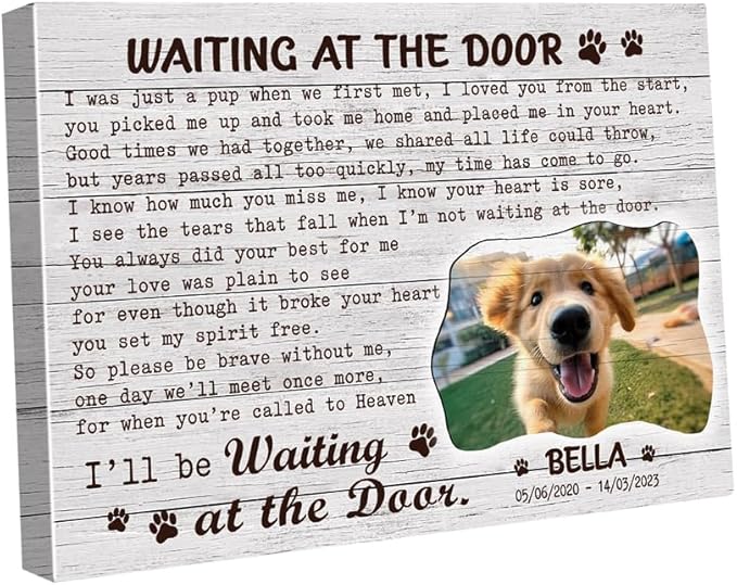 C80713 Funny Dog Memorial Canvas Gifts - Personalized Wall Art Decor With Sayings for Dog Lover Mom Dad - Custom Landscapes Canvas Name