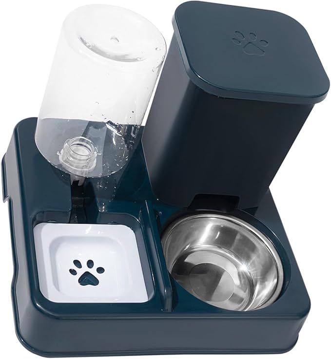 Automatic Pet Feeders and Water Dispenser, Small Pet Feeder and Waterer, with Removable Stainless Steel Bowl, for Cats & Dogs