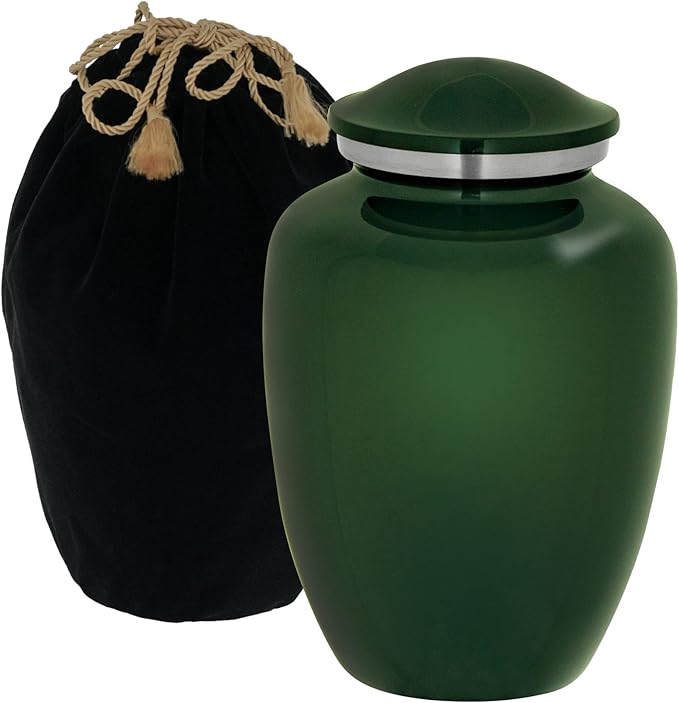 Homage Medium Custom Photo Pet Cremation Urn for Pet Ashes - Vase Style Pet Urn - 80 Cubic Inch Capacity - Personalization Included (Emerald Green)