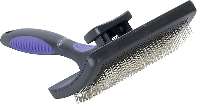 Kruuse Buster Large Self Cleaning Pin Brush for Dogs & Cats – Retractable Pins for Easy Grooming