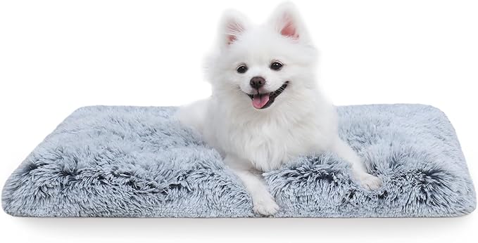 Vonabem Small Dog Bed Crate Pad 24 inch, Washable Puppy Bed, Soft Plush Pet Crate Beds, Anti-Slip Cat Bed, Dog Mats for Sleeping, Kennel Pad Grey