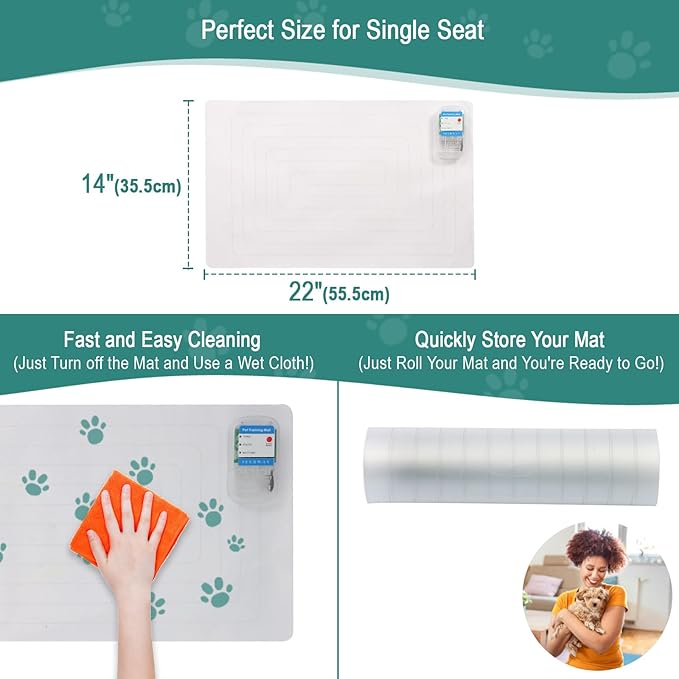 SEERWAY 22"x14" Scat Mat for Dogs and Cats, Pet Shock Mat with 3 Training Modes - Electric Training Pad to Keep Pets Off Furniture, Couch, Countertops, Christmas Tree - Indoor Pet Deterrent Mat
