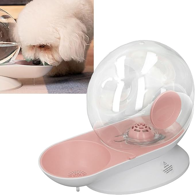 Cat Dog Water Dispenser Automatic Water Drinking Fountain for Small or Medium Size Dogs Cats Easy to Clean Snail Shape 2.8L （Pink）