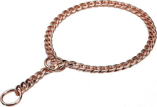 Stainless Steel P Chock Metal Chain -JYHY Dog Necklace Collars Walking Training Pet Supplies for Small Medium Large Dogs (18" (Neck Fits 14"-16"), Rose Gold)