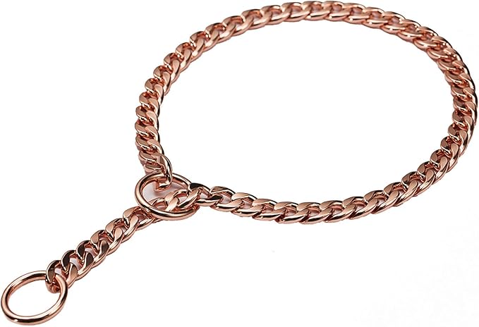Stainless Steel P Chock Metal Chain -JYHY Dog Necklace Collars Walking Training Pet Supplies for Small Medium Large Dogs (26" (Fits Neck 22" to 24"), Rose Gold