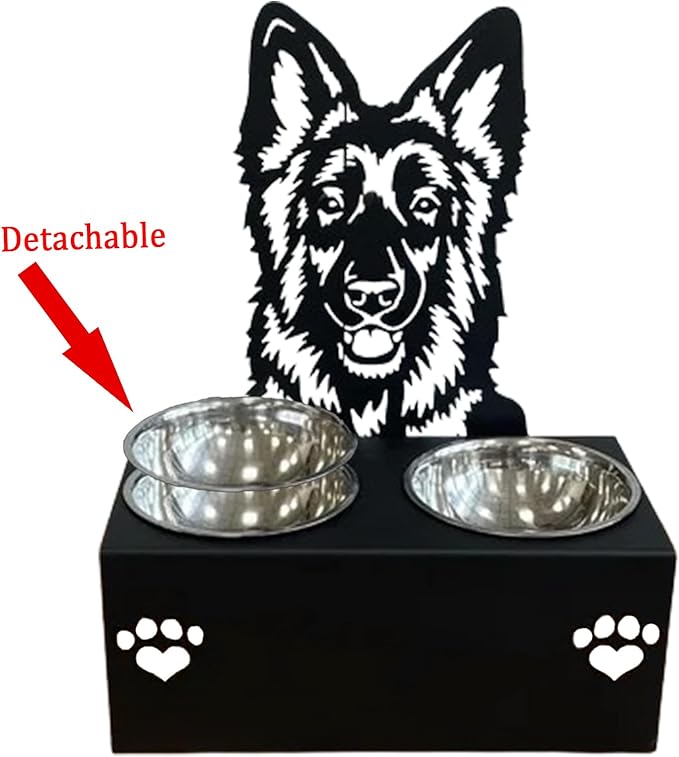 Personalized Dog Food Bowl Holder,Customized with Your Pet'S Name Pet Feeding Supplies Bowl Stainless Steel Dog Food and Water Dishes Gift for Pet Lovers (German Shepherd)