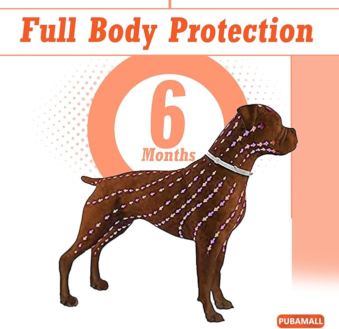 Flea Collar for Dogs, 2 Pack Collar for Dogs, 12 Months Protection, Waterproof, Adjustable One Size Fits All, Dark Orange