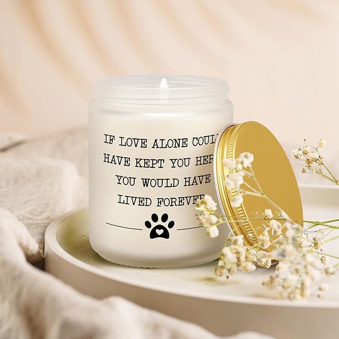 Pet Memorial Gifts for Loss of Dog Cat, Sympathy Gift for Pets Loss, Dog Bereavement Cat Memorial Candle, Remembrance Present in Memory of Cat, Passing Away Condolence Presents for Friends Pet Owner