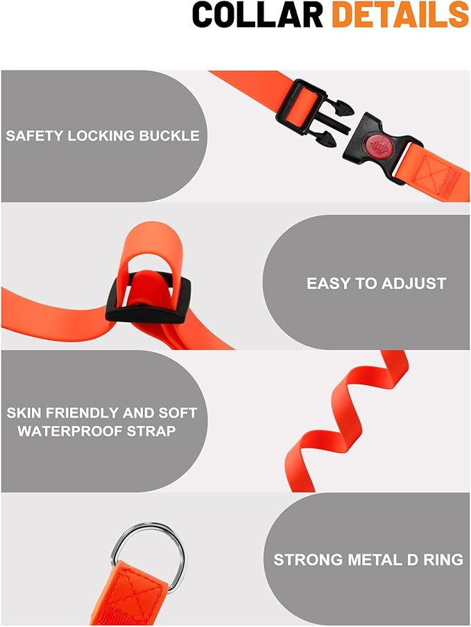 Waterproof Martingale Collar for Dogs,Easy to Clean Dog Collars with Safety Quick Release Buckle,Rubber Collar for Medium Large Dogs Walking Training (Orange, L (19.6-25.9inch))