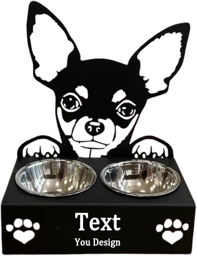 Personalized Dog Food Bowl Holder,Customized with Your Pet'S Name Pet Feeding Supplies Bowl Stainless Steel Dog Food and Water Dishes Gift for Pet Lovers (Chihuahua)